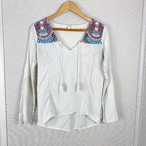 Billabong white colorful lace long sleeve top!